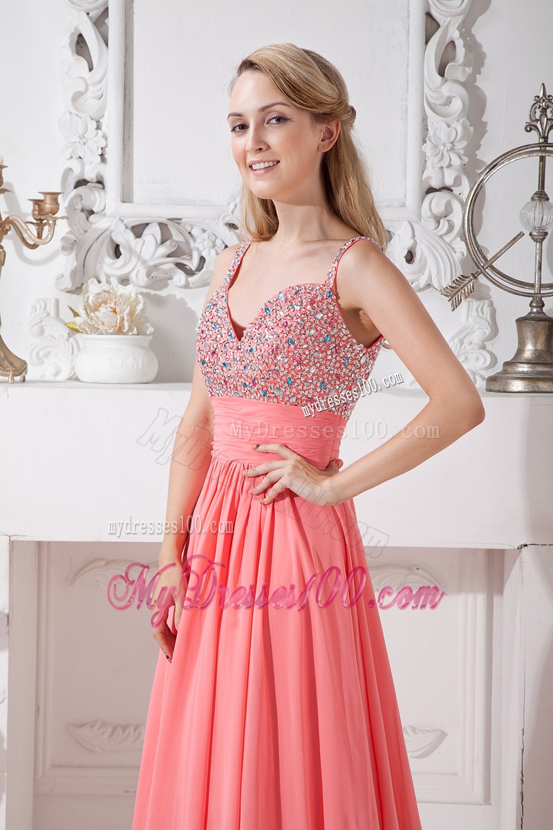 Watermelon Red Spaghetti Straps Pageant Dresses Brush Train