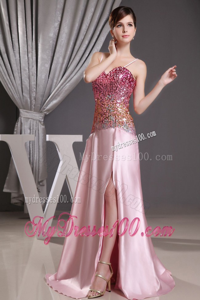 Spaghetti Straps and Sequin Decorate Bodice For 2013 Prom Dress