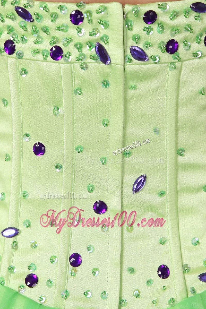 Spring Green Halter Pageant Dresses with Beading Floor-length
