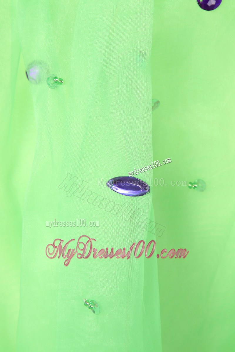 Spring Green Halter Pageant Dresses with Beading Floor-length
