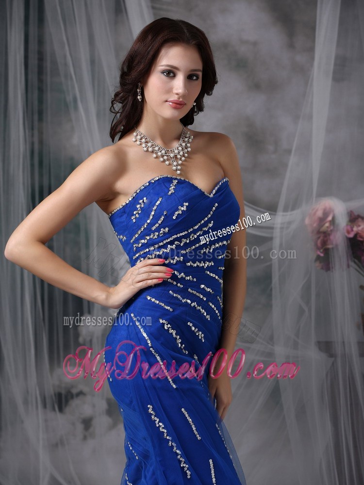 Royal Blue Mermaid Sweetheart Floor-length Beading Pageant Dresses