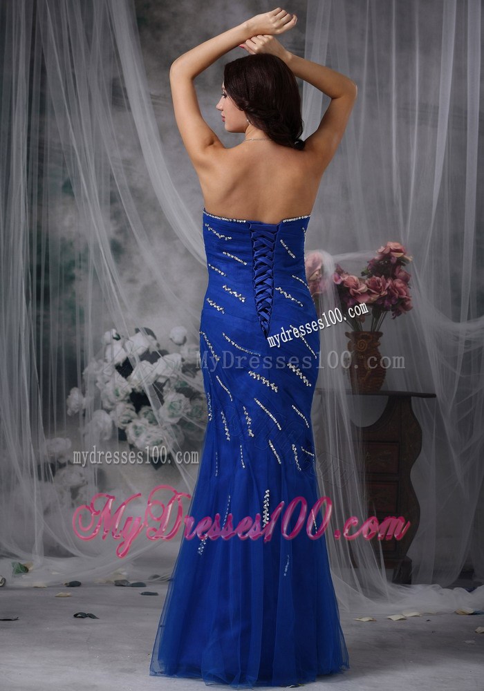 Royal Blue Mermaid Sweetheart Floor-length Beading Pageant Dresses