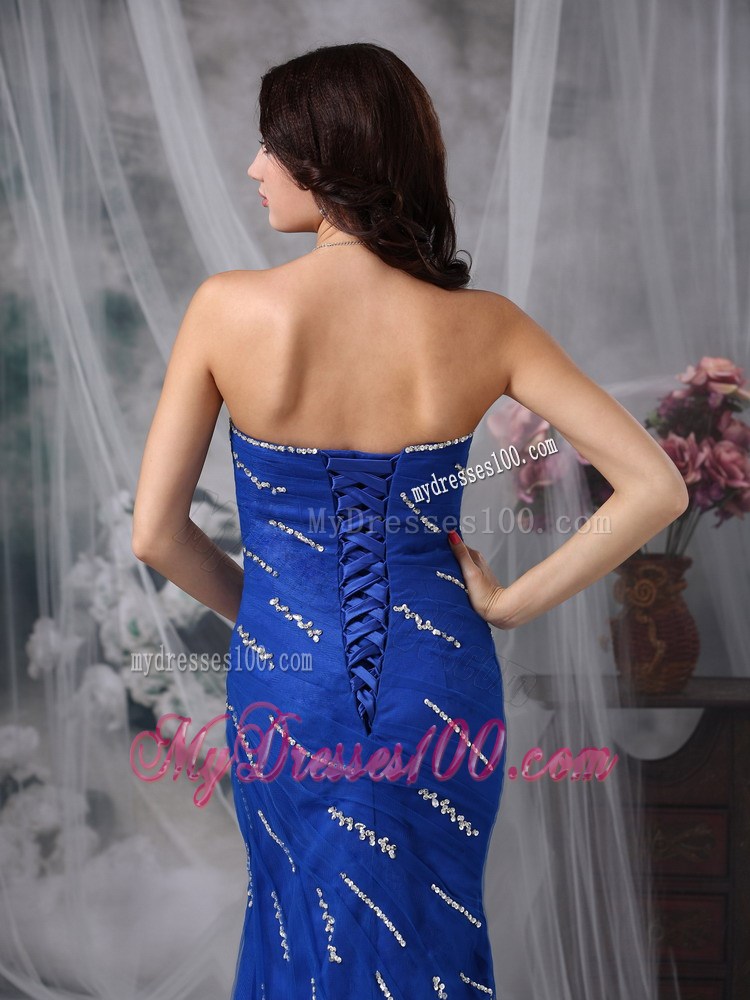 Royal Blue Mermaid Sweetheart Floor-length Beading Pageant Dresses