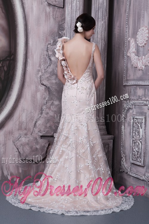 Modern Champagne Pageant Dresses Column Scoop Flowers Brush Train