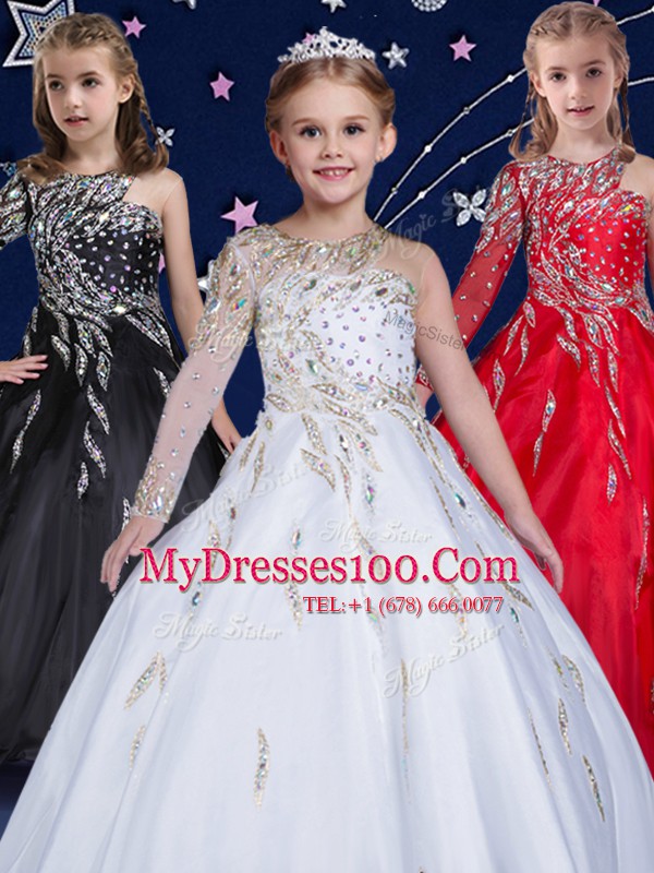 Best Red Pageant Gowns For Girls Quinceanera and Wedding Party and For with Beading and Ruffles Asymmetric Sleeveless Zipper