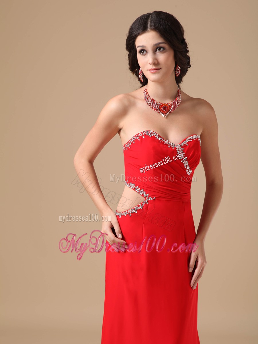 Discount Red Column Sweetheart Beading Celebrity Dresses