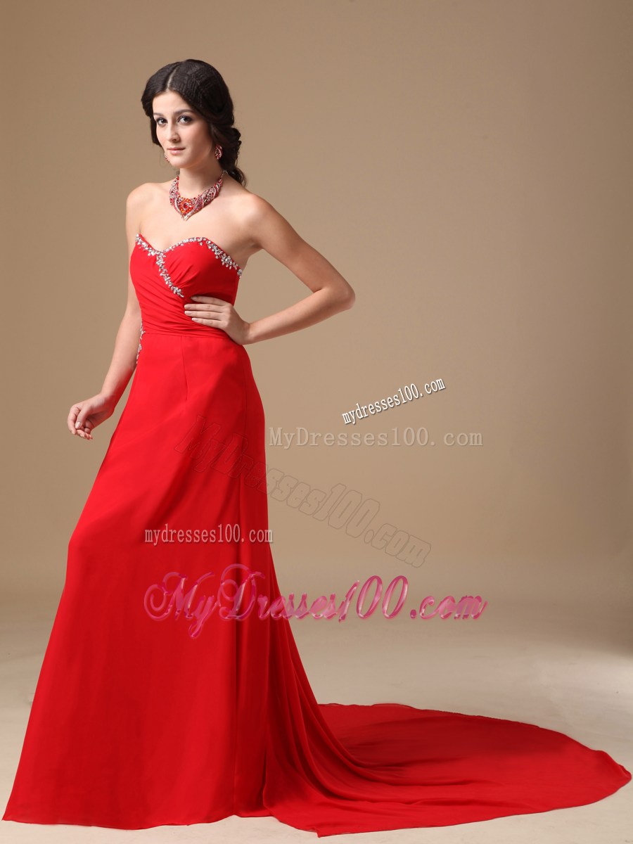 Discount Red Column Sweetheart Beading Celebrity Dresses