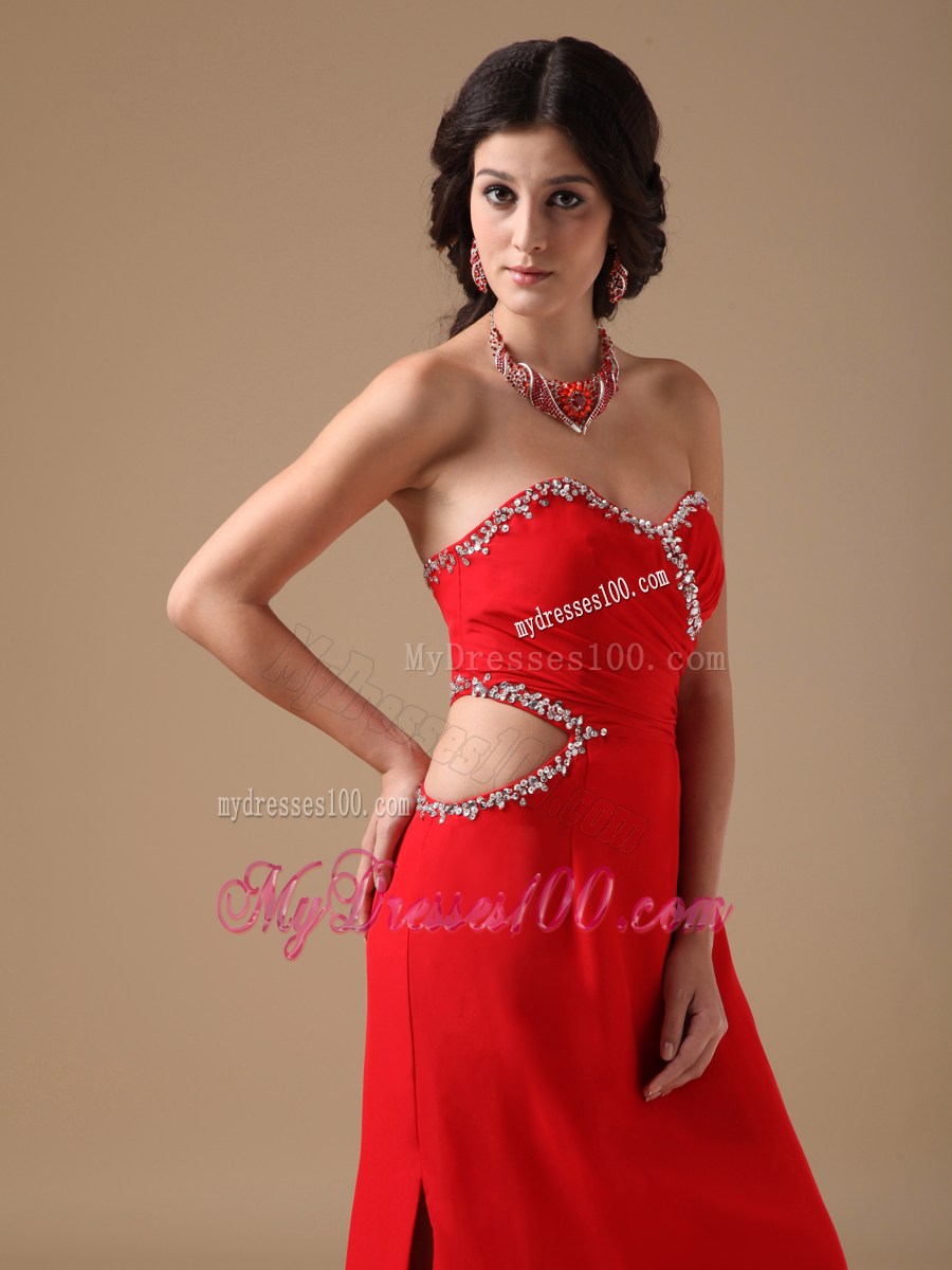 Discount Red Column Sweetheart Beading Celebrity Dresses