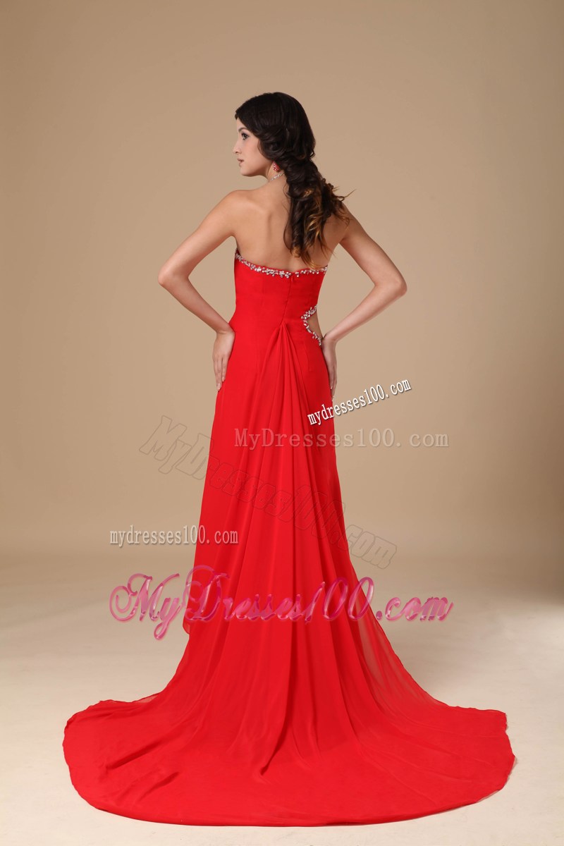Discount Red Column Sweetheart Beading Celebrity Dresses