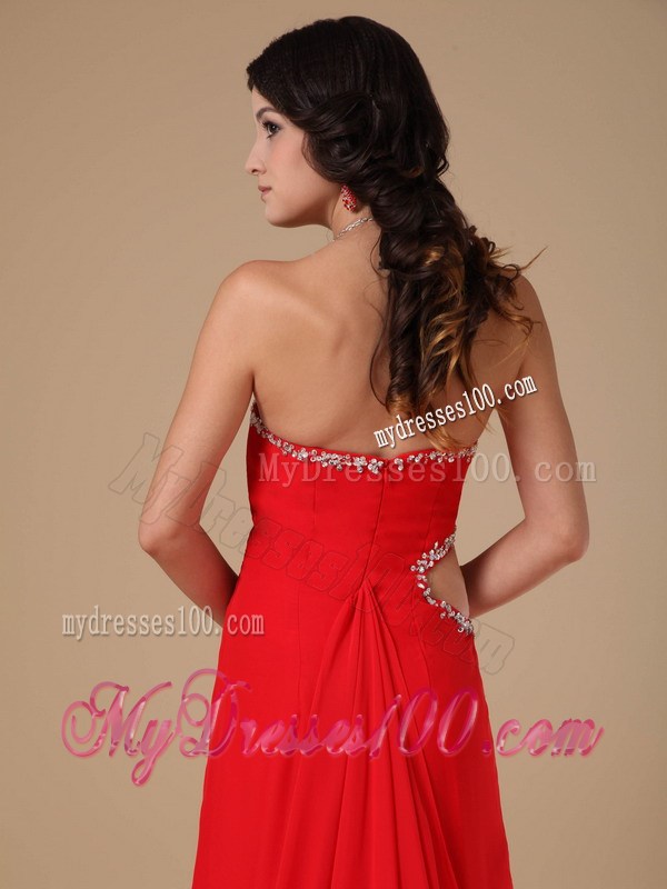 Discount Red Column Sweetheart Beading Celebrity Dresses