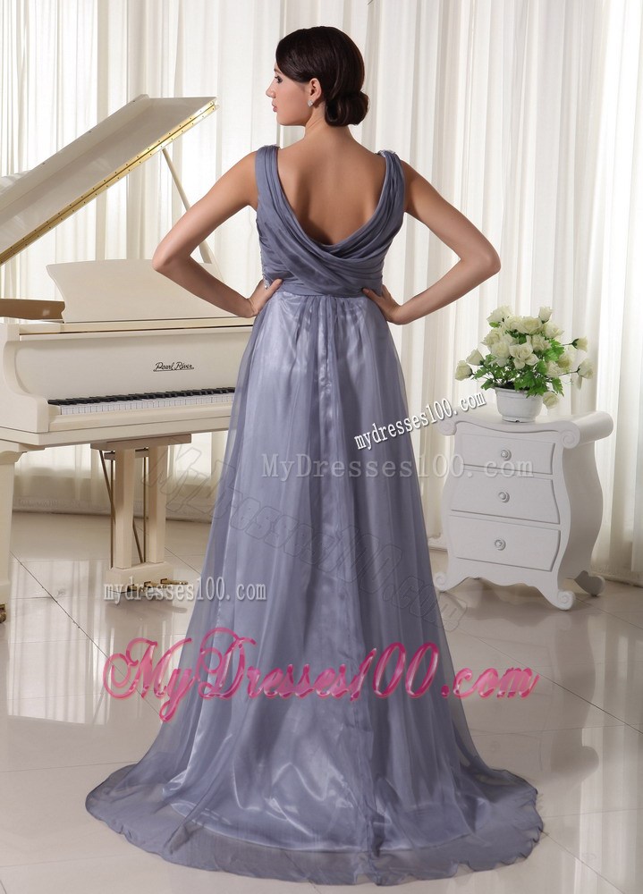 2013 Grey Sequins V-neck Appliques Celebrity Dresses For Prom Party