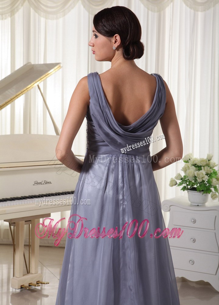 2013 Grey Sequins V-neck Appliques Celebrity Dresses For Prom Party