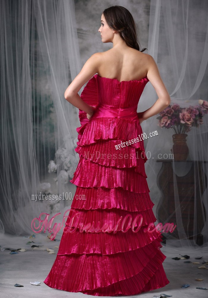 Pretty Hot Pink Celebrity Dresses with Column Sheath Strapless Ruching