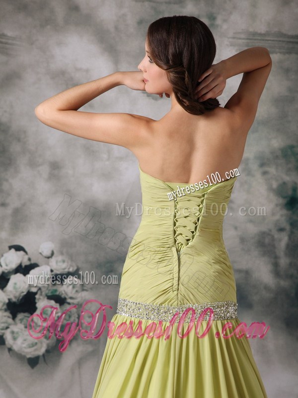Customize Mermaid Yellow Green Sweetheart Celebrity Dresses Beading