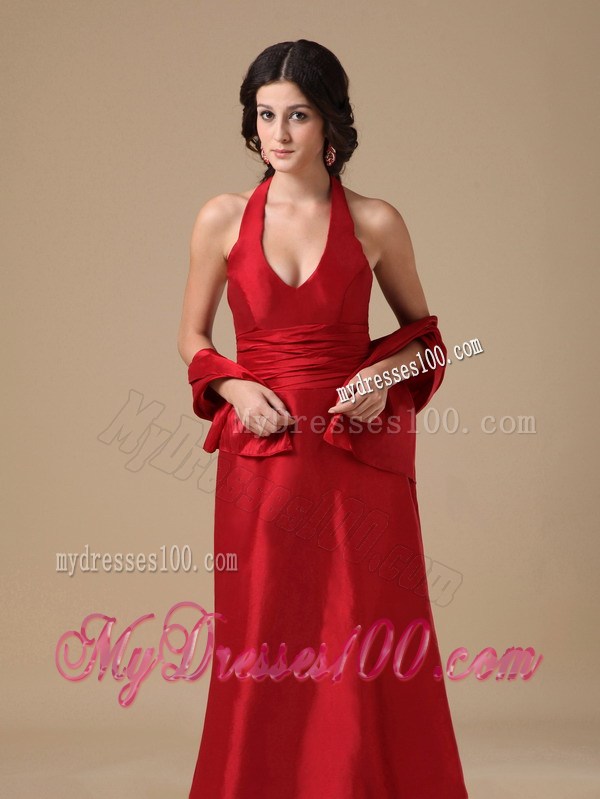 Wine Red Halter Celebrity Dresses with Ruching for Girl in Party
