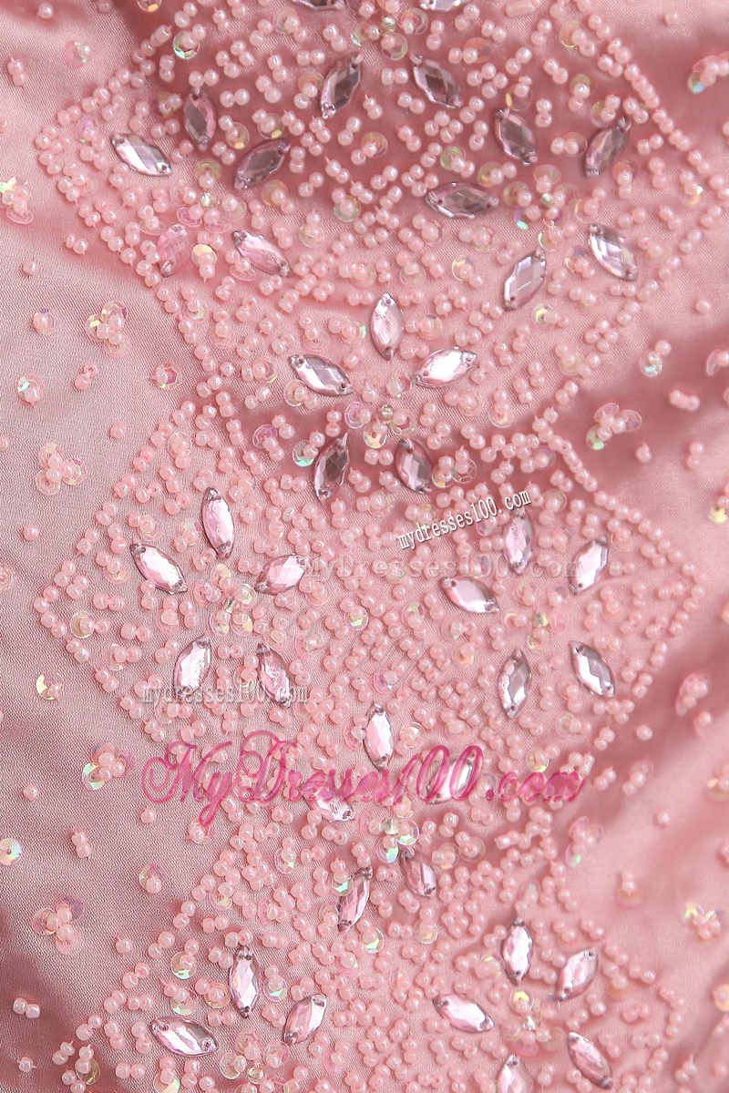 Peach Column Strapless High-low Celebrity Dresses with Beading