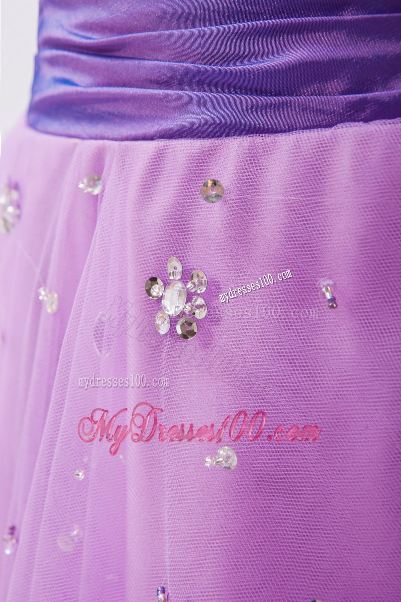 Lavender Princess Strapless Celebrity Dresses with Beading 