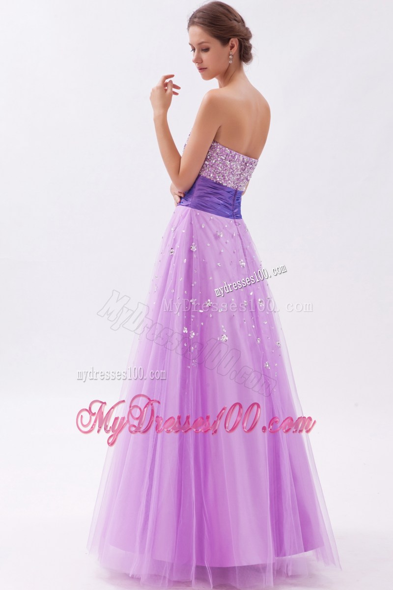 Lavender Princess Strapless Celebrity Dresses with Beading 