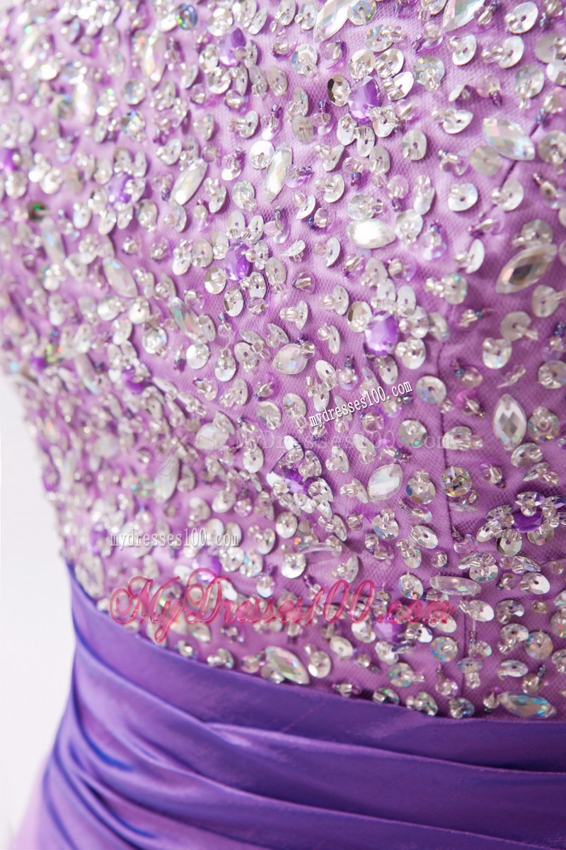 Lavender Princess Strapless Celebrity Dresses with Beading 