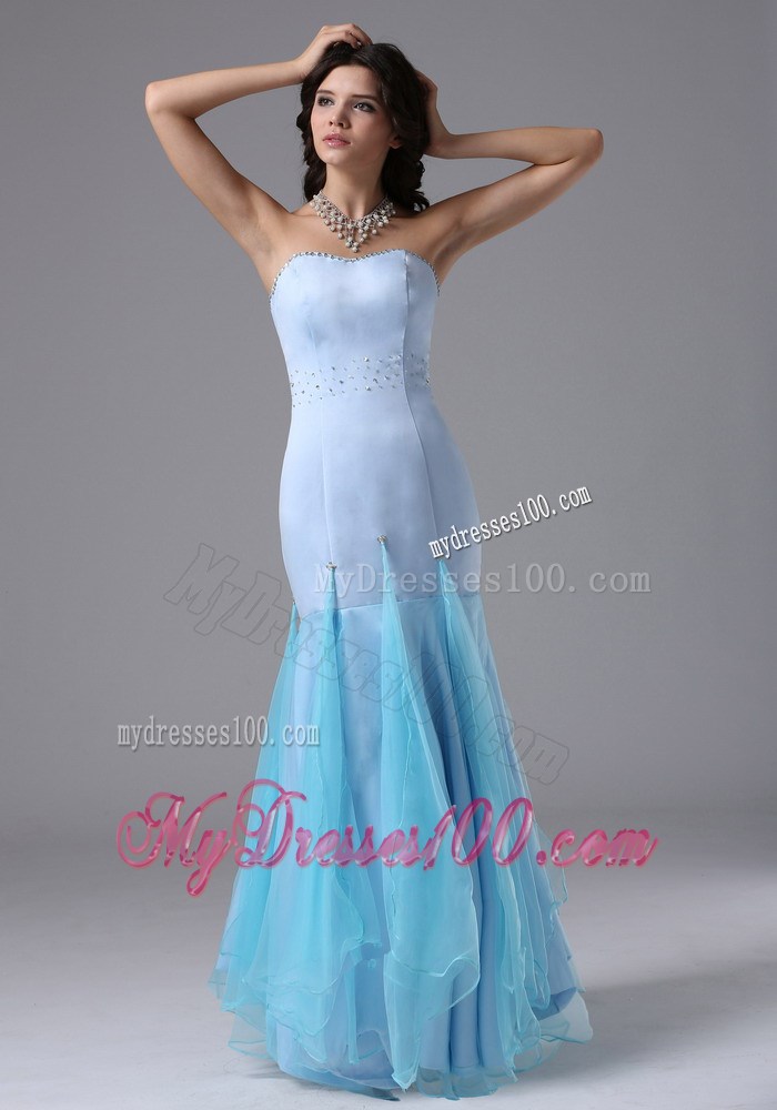 Informal Mermaid Light Blue and Beading For Celebrity Dresses