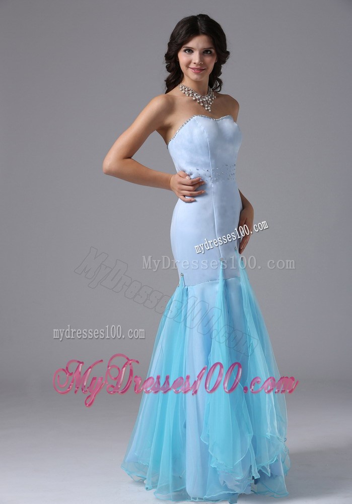 Informal Mermaid Light Blue and Beading For Celebrity Dresses