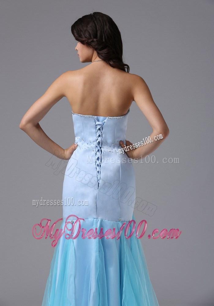Informal Mermaid Light Blue and Beading For Celebrity Dresses