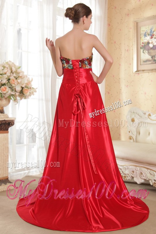 Red Column Sheath Sweetheart Beading and Bow Celebrity Dresses