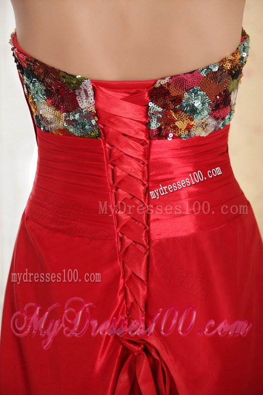 Red Column Sheath Sweetheart Beading and Bow Celebrity Dresses