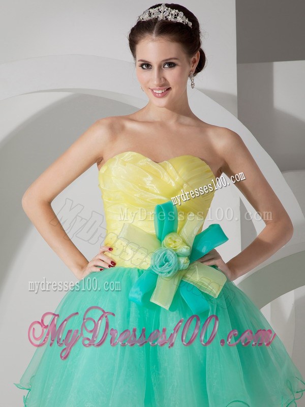 2013 Apple Green and Yellow Sweetheart Short Party Dresses