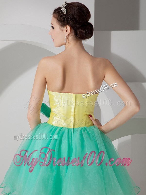 2013 Apple Green and Yellow Sweetheart Short Party Dresses