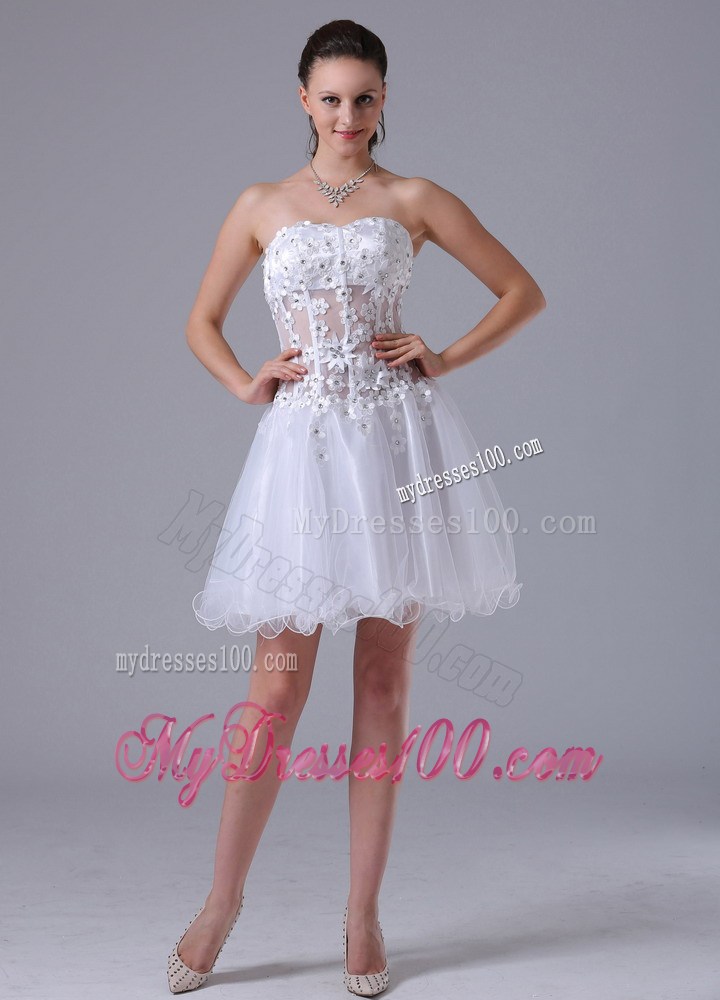 2013 White Princess Straps Appliques Party Dresses With Beading