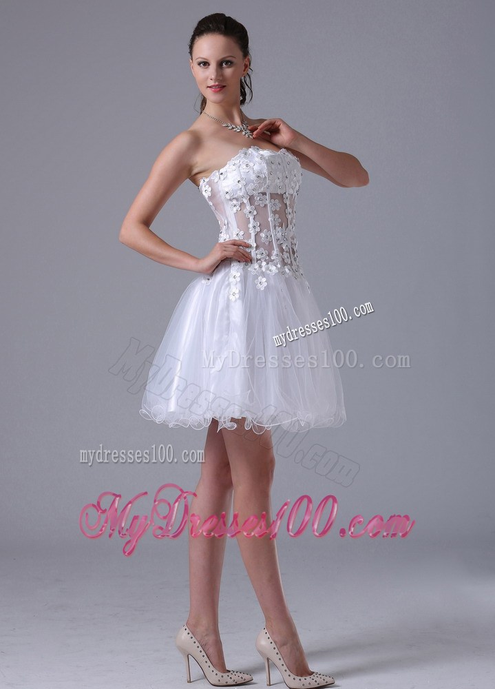2013 White Princess Straps Appliques Party Dresses With Beading