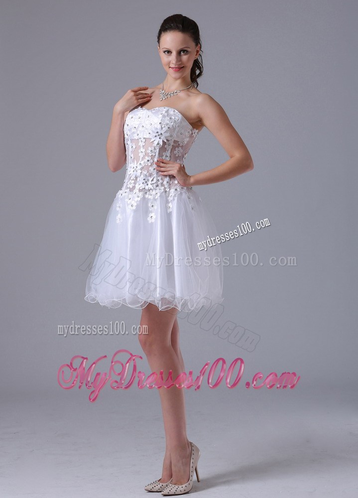 2013 White Princess Straps Appliques Party Dresses With Beading