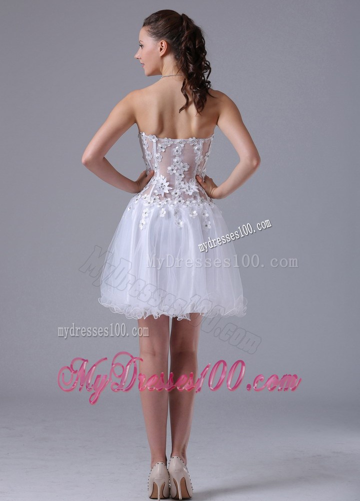 2013 White Princess Straps Appliques Party Dresses With Beading