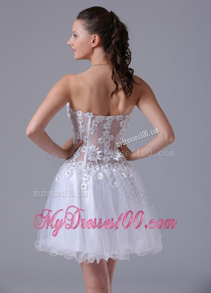 2013 White Princess Straps Appliques Party Dresses With Beading