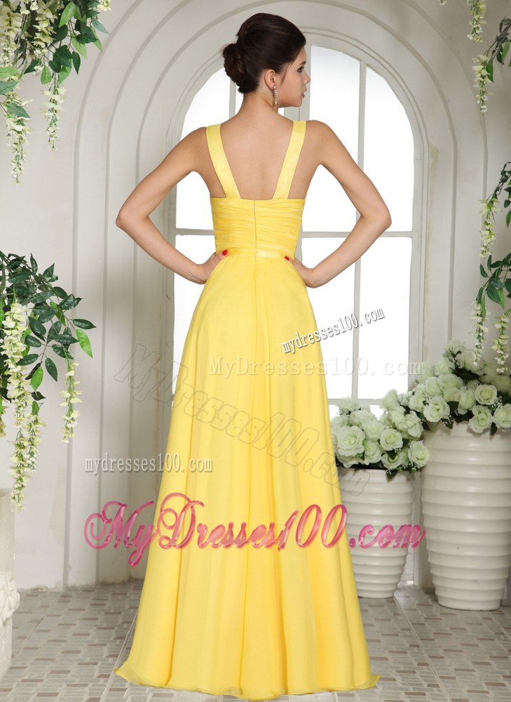 Beautiful Yellow Straps Party Dresses Appliques For Custom Made