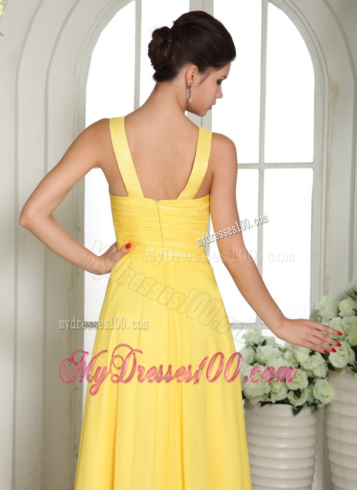 Beautiful Yellow Straps Party Dresses Appliques For Custom Made