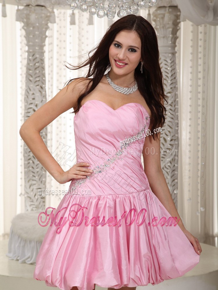 Pretty Pink Princess Sweetheart Mini-length Beading Party Dresses