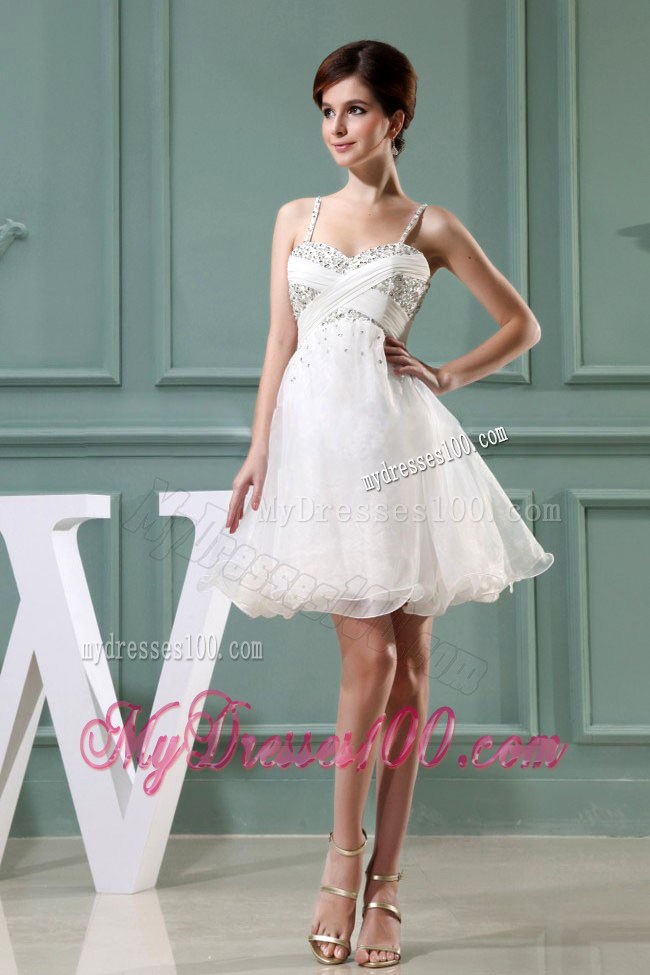 Beaded Decorate Shoulder Mini-length Straps Princess Party Dresses