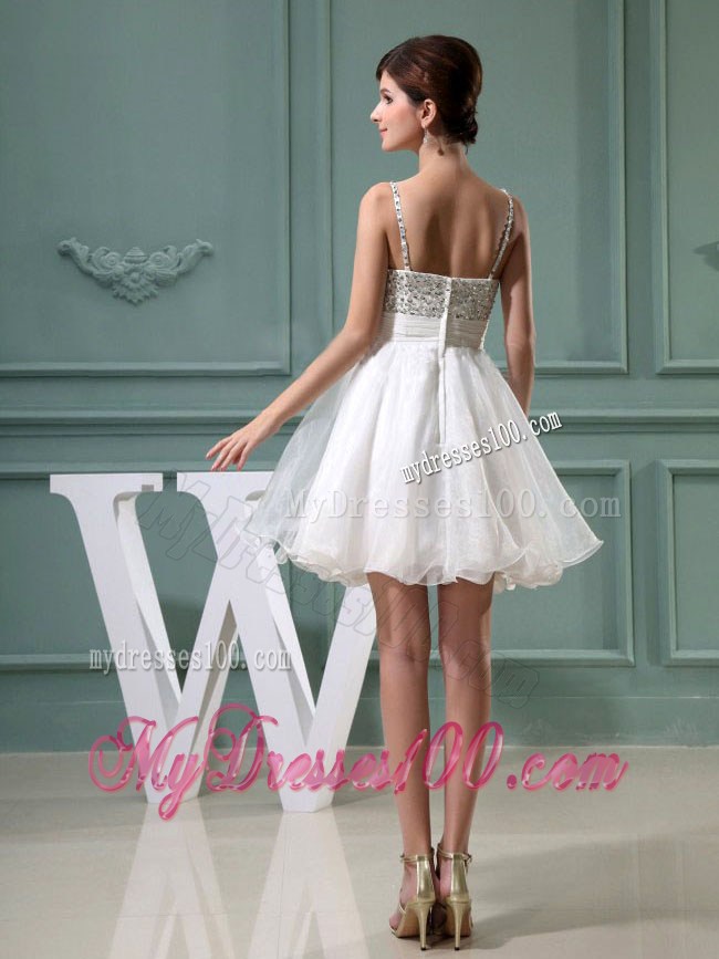 Beaded Decorate Shoulder Mini-length Straps Princess Party Dresses