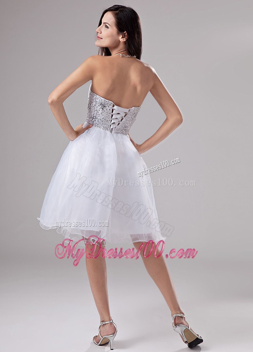 Beaded Decorate Waist Knee-length Sweetheart Party Dress