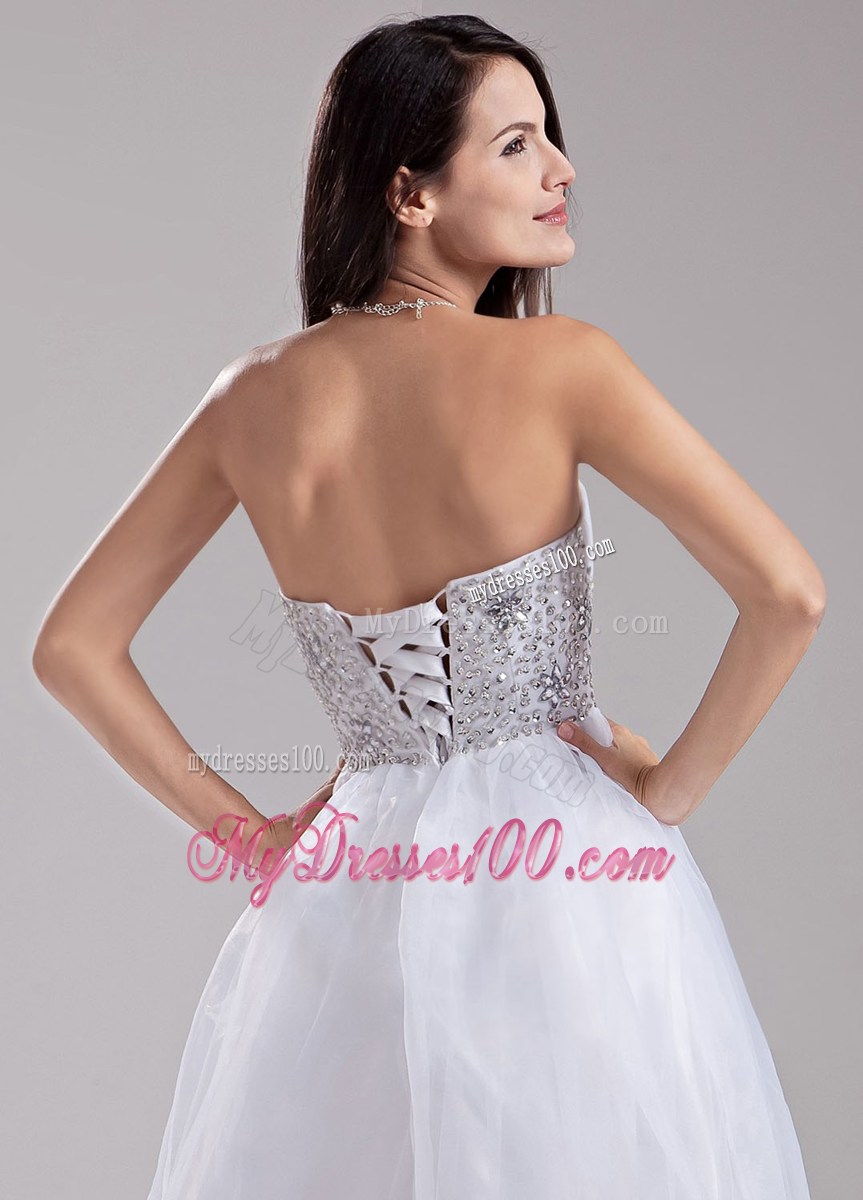 Beaded Decorate Waist Knee-length Sweetheart Party Dress