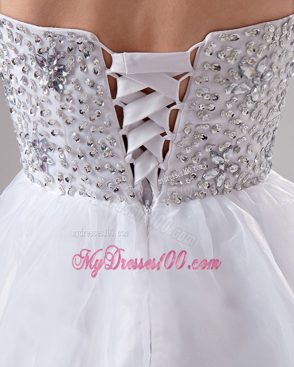 Beaded Decorate Waist Knee-length Sweetheart Party Dress