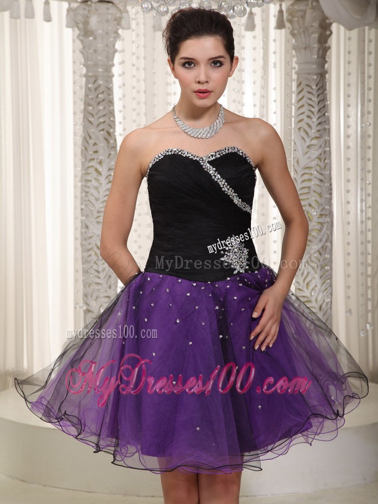 Beaded Purple and Black Party Dresses For Custom Made