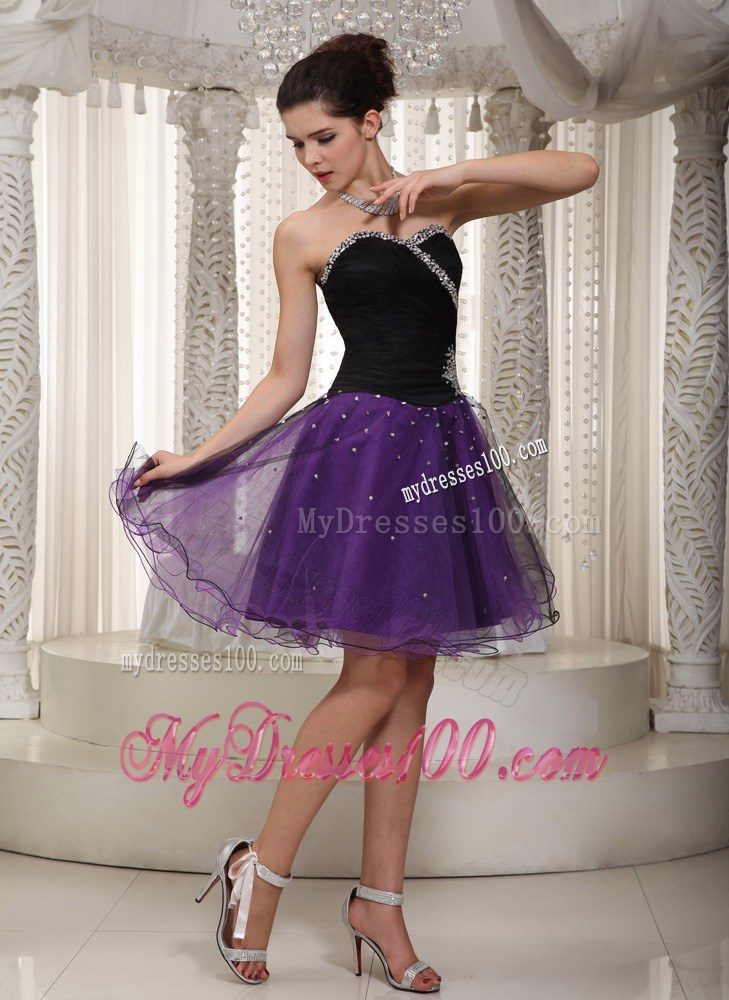 Beaded Purple and Black Party Dresses For Custom Made