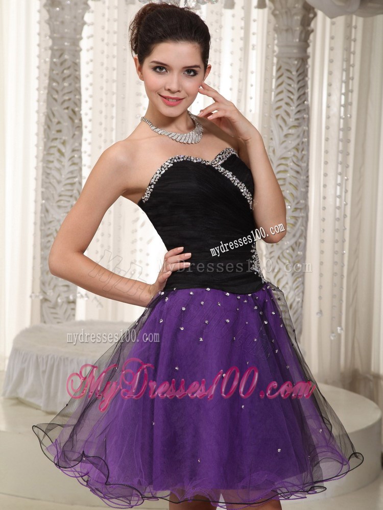 Beaded Purple and Black Party Dresses For Custom Made