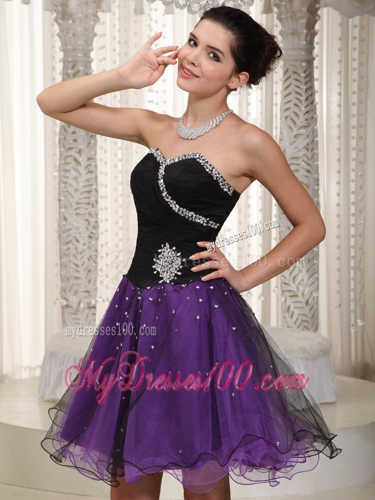 Beaded Purple and Black Party Dresses For Custom Made