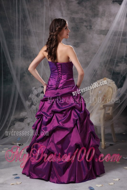 Classical Purple Strapless Party Dresses Beading Party Dress
