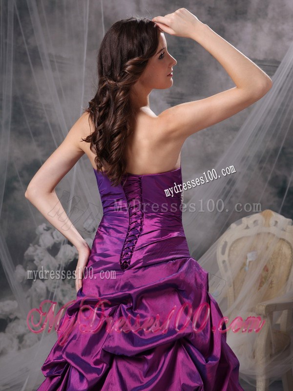 Classical Purple Strapless Party Dresses Beading Party Dress
