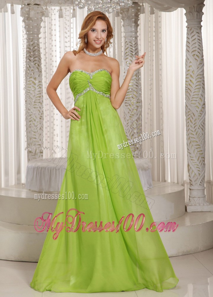Spring Green Sweetheart Beading and Ruched Popular Party Dresses